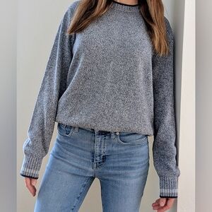 Vintage Eddie Bauer Marled Striped Crewneck In Baby Blue/Navy